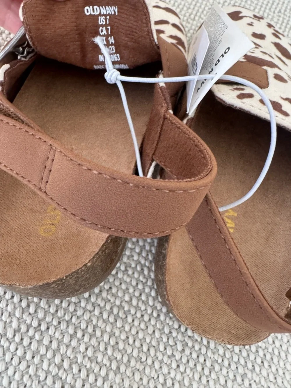 Old Navy Cream and Brown Toddler Cow-Print Clogs